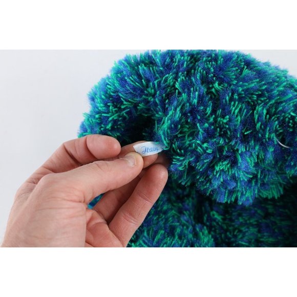 NOS Vintage 90s Streetwear Textured Fuzzy Shag Beanie Hat Cap Green Womens OSFA main image 6